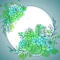 Hand drawn composition of succulent plants. Royalty Free Stock Photo