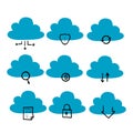 Hand drawn Computer cloud related line icons. Vector icon set. doodle style vector Royalty Free Stock Photo