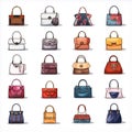 hand drawn computer icons of fashion bags Royalty Free Stock Photo