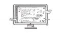 Hand-Drawn Computer Monitor with Programming Code and Debugging Concepts Royalty Free Stock Photo
