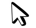 Hand drawn Computer mouse click pointer cursor arrow icon in doodle style Royalty Free Stock Photo