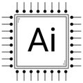 Hand drawn computer processor. Artificial intelligence. Microchip for computing Royalty Free Stock Photo