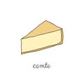 Hand drawn comte cheese. Royalty Free Stock Photo