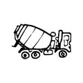 Hand drawn concrete mixer doodle. Sketch style icon. Decoration