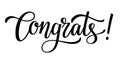 Hand drawn Congrats black lettering. Vector illustration