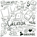 Hand Drawn Content Creators Scribble Doodle symbols Vector Random Hand drawn doodles icon