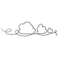Hand drawn Continuous line drawing. Clouds.doodle hand drawing style.isolated