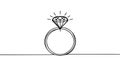 Hand drawn continuous line drawing diamond gemstone ring illustration vector Royalty Free Stock Photo