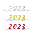 2023 Hand Drawn Continuous One Line Vector Numbers Royalty Free Stock Photo