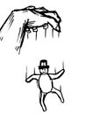 hand drawn of hand controlling puppet, illustration of a human being controlled by a superior. Royalty Free Stock Photo