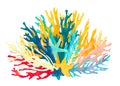 Coral reef watercolor illustration composition. Hand drawn underwater sea life decorative design. Beautiful bright Royalty Free Stock Photo