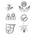 Hand drawn Core Values symbol illustration. doodle Mission, integrity value icon set with vision, honesty, passion icon set Royalty Free Stock Photo