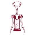 Hand drawn corkscrew. Engraving style wine opener. Royalty Free Stock Photo