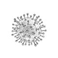 Hand Drawn Corona Virus Vector Illustration. Bacteria Doodle Sketch. Isolated