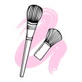 Hand drawn cosmetic brushes on a gentle brush stroke in grunge style. Sketch, cosmetic illustration vector Royalty Free Stock Photo