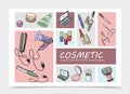 Hand Drawn Cosmetic Elements Composition