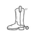 Hand drawn cowboy boot with spur element Royalty Free Stock Photo