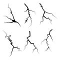 Hand drawn cracked glass, wall, ground. lightning storm effect