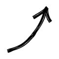 Hand drawn crayon chalk charcoal line arrow. curvy and wavy arrow isolated on white background. squiggle or scribble Royalty Free Stock Photo