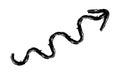 Hand drawn crayon chalk charcoal line arrow. textured arrow isolated on white. squiggle and scribble stroke. Element for Royalty Free Stock Photo