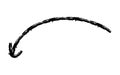 Hand drawn crayon chalk charcoal line arrow. textured arrow isolated on white. squiggle and scribble stroke. Element for Royalty Free Stock Photo