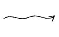 Hand drawn crayon chalk charcoal line arrow. textured arrow isolated on white. squiggle and scribble stroke. Element for Royalty Free Stock Photo