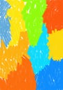 Hand-drawn crayon circular scribble background in red orange yellow blue colors Royalty Free Stock Photo