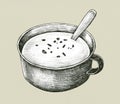 Hand drawn cream soup gray scale