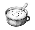 Hand-drawn cream soup style vintage