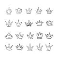 Hand drawn Crown vector collection. Doodle crowns vector illustration set. Royal head  King crown  Queen crown with various design Royalty Free Stock Photo