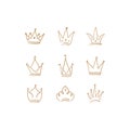 Hand drawn Crown vector collection. Doodle crowns vector illustration set. Royal head King crown Queen crown with various design