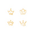 Hand drawn Crown vector collection. Doodle crowns vector illustration set. Royal head King crown Queen crown with various design