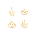 Hand drawn Crown vector collection. Doodle crowns vector illustration set. Royal head  King crown  Queen crown with various design Royalty Free Stock Photo