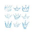 Hand drawn crowns icon set. Crown background for baby Prince.