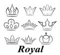 Hand drawn crowns logo and icon collection Royalty Free Stock Photo