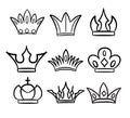 Hand drawn crowns logo and icon collection Royalty Free Stock Photo