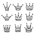 Hand drawn crowns logo set Royalty Free Stock Photo