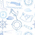 Hand drawn cruise seamless pattern. Royalty Free Stock Photo