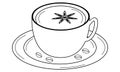 Hand drawn cup of coffee with cinnamon. Invigorating drink that gives energy. Doodle style. Vector.