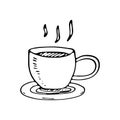 Hand drawn cup of coffee doodle icon. Hand drawn black sketch. S