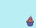 Hand drawn cupcakes on color background, sweet bakery used for desktop wallpaper or website design.-image Royalty Free Stock Photo
