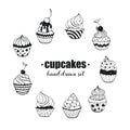 Hand drawn cupcakes Royalty Free Stock Photo