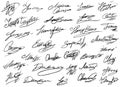 Hand drawn curved business autograph isolated set