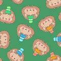 Hand drawn Cute baby hedgehog Forest background pattern seamless Woodland children`s style Print Vector Royalty Free Stock Photo