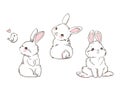 Hand Drawn Cute Bunny isolated on white background. Print design rabbit. Children Print on t-shirt. Vector
