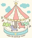 Hand Drawn Cute Carousel Vector Illustration