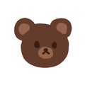 Hand drawn cute cartoon bear head, kawaii kuma, dark brown teddy bear face Royalty Free Stock Photo