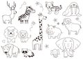 Hand-Drawn Cute Cartoonish Animals Vector Illustration Set Isolated On A White Background.