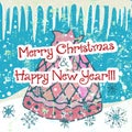 Hand drawn cute Chistmas card Royalty Free Stock Photo