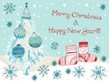 Hand drawn cute Chistmas card Royalty Free Stock Photo
